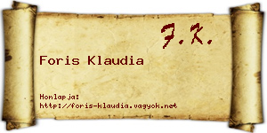 Foris Klaudia névjegykártya